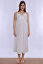 Cotton Rope Strap Maternity Nightgown with Breastfeeding Feature Effortt - Ecru - 2