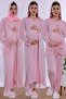 Adjustable Waist Elastic and Breastfeeding Feature Pregnancy and Maternity Set with Hijab, 5 Pieces Effortt - Pink