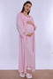 Adjustable Waist Elastic Maternity Set with Breastfeeding Feature Effortt - Pink - 8