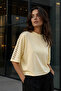 Women's Short Sleeve Blouse with Staple Detail on the Shoulder - 2