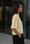 Women's Short Sleeve Blouse with Staple Detail on the Shoulder - 3