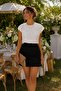 Pearl Detailed Short Sleeve Satin Blouse