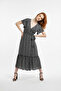 Short Sleeve Floral Double Breasted Collar Midi Dress - 4