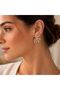 Gold Detailed Flower Shaped Women's Earrings |   Half Moon Stylish Design Earrings - 3