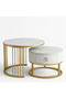 Round Coffee Table Set with Storage Drawers - Durable Metal Frame - Easy Assembly for Living Room white gold - 4