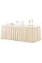 Pleat Solid Pattern Table Cloth Ivory 150*60+75cm，Ivory Polyester Table Skirt for Rectangle Tables - 3