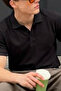 Men's Cotton Fashion Black Polo Collar T-Shirt - 5