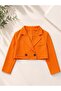 Women's double-breasted cropped jacket - orange - 2