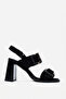 Women's Ankle Strap High Heel Sandals Real Leather Zy 4177 Suede Black