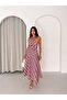 Asymmetrical Striped Linen Fabric Midi Women's Dress