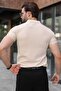 Stone Color Snap Closure Polo Collar Knitwear Men's T-Shirt E7493 - 5