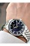Silver-Navy Blue Color Steel Band Steel Case Men's Wristwatch with Calendar 2580Mr - 2