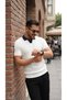 Men's Polo Neck Summer Modern Textured Knitwear T-Shirt - 9