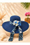 Women's Straw Hat – Summer Seashell Beach Hat, Sunscreen Vacation and Scarf and Rose Detailed Hat Bohemian Accessory - 4