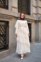Women's Layered Tulle Lace Detailed Dress Ecru - 2