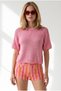 Women's Pink Raglan Sleeve Mercerized Knitwear Blouse Blz-19003402 - 2