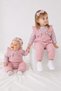 Baby Girl Set - Floral Patterned Bow Detailed Salopet Look Jumpsuit Set 0 3 6 9 12 Months