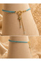 Turquoise Crystal Beaded Women's Necklace – Gold Color Star Charm Detailed Bohemian Summer Jewelry - 5
