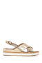 Women's Gold Filled Heeled Metallic Leather Sandals 26Sfd551532