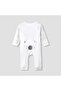 Round Neck Sleepsuit with Bear Applique - Cotton - Long Sleeves - 2