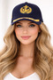 Women's Captain Hat Navy Blue Gold Embroidered Premium Sailor Hat - 2