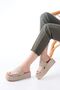 Zri̇n-1034 Premium Beige Velcro Wedge Heel Women's Slippers - 3