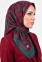 Women's Fuchsia Green Brush Patterned Flared Twill Scarf