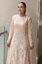 Stone Embellished Collar and Piping Detailed Guipure Dress - 3