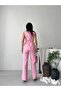 Women's Double-Breasted Belted Sleeveless Jacket and Classic Trousers Two-Piece Set - 8
