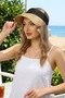 Women's Straw Visor Hat with Elastic Back, Sun Protection Beach Sports Hat - 9