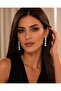 Zircon Stone Five Row Dangle Earrings - 3