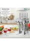 Cutlery Set, 24 Pieces, Silverware Set for 4, Includes Knives Forks Spoons with Stand, Silver - 3