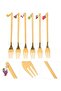 6 Pcs Stainless Steel Fork Spoon, Dessert Forks Cute Decorative Fruit Small Metal Cake Forks, Table Set (Gold) - 7