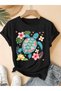 Blue turtle detail printed premium oversize t-shirt