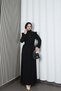 Ayrobin Belted Hijab Dress with Ruffles on the Shoulders and Front, Black Hnt7345 - 6