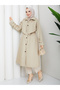 Windbreaker and Button Detailed Hijab Trench Coat Rc3140 - 6