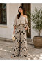 One offshoulder top and Wide pants set