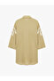 Cotton Long Sleeve Floral Textured Oversized Long Shirt Tunic with Embroidery Detail - 4