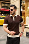 Men's Elite Cut Polo Collar Ribbed Knitwear T-Shirt - Half Zipper