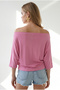 Women's Pink Degaje Collar Draped Blouse Blz-19003308 - 6