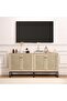 - Rattan Buffet Cabinet with 2 Doors, Farmhouse Console Table with Storage, Decorative Entryway Table, Kitchen Cabinet for Living Room, Hallway, Dining Room, Natural - 3