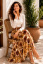 Chiffon Satin Skirt A226 Brown