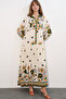 Women's Patterned Long Hijab Dress 1155 - H. Green - 2