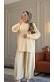 6574 - Stylish Comfortable Knitted Modal Fabric Casual Trousers with Elastic Detail at the Leg Cuffs Women's Set - 4