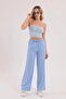 Linen Blend Modern Loose-Fit Blue Trousers - 7