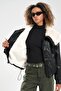 Women's Leather Collar with Fur Detail and Plush Lining Design Jacket Coat - 6