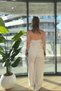 Brand Model Halter Neck Pants Blouse Tencel Set - 3