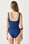 Square Neck Gathered Swimsuit 4102 Sax Blue - 4