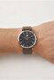 Gold Round Case Men's Wristwatch |   39mm Steel Case, Black Leather Strap - 3