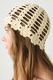 Stone Detailed Summer Knitted Beanie Y8239 Cream - 2